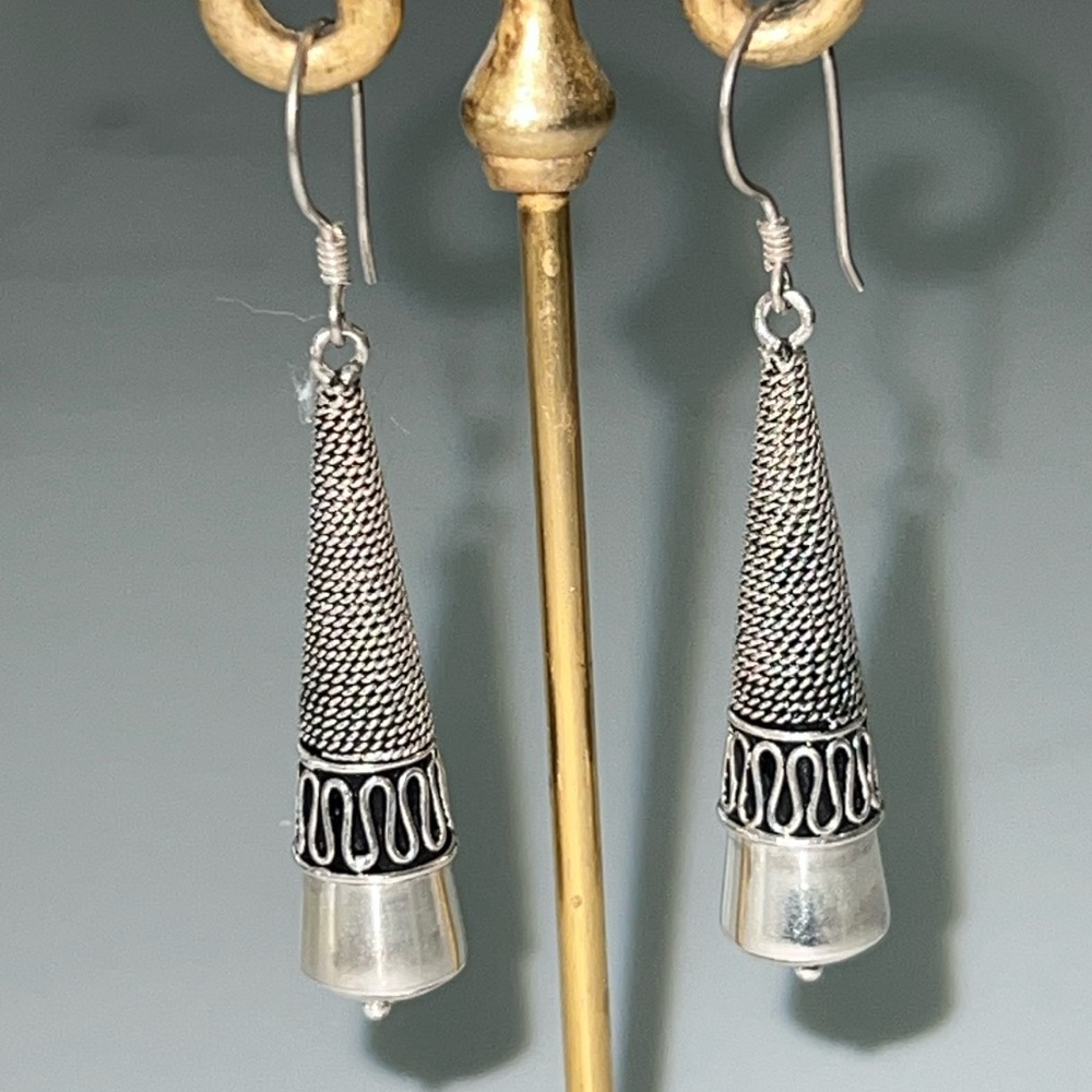 Vintage Sterling Silver Tapered Dangle Earrings